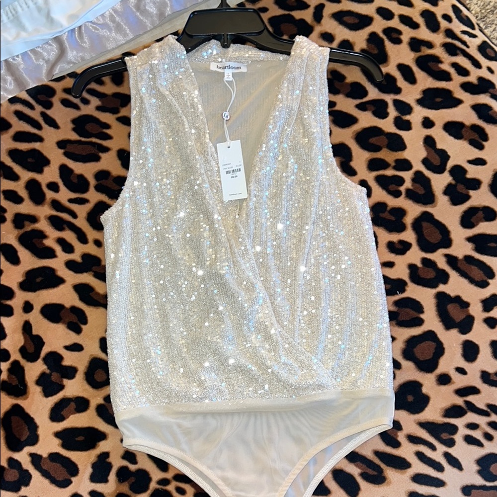 NWT Heartloom Gold Sequin Bodysuit